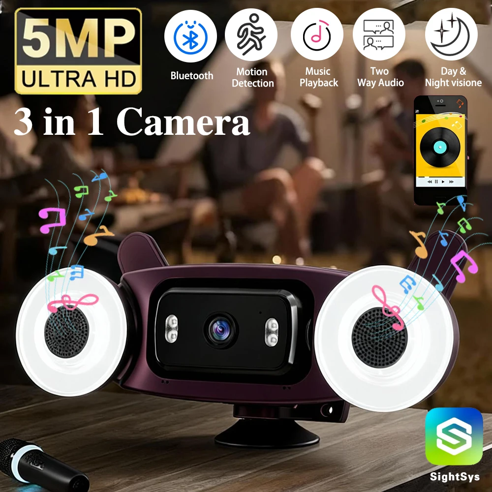 

5MP HD Two Way Audio Floodlight Wifi Security Camera Outdoor Color Night Vision Wall Lamp Cam Security Video Surveillance IP Cam