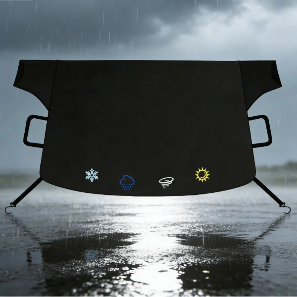 75*44in Windshield Cover All Weather Windshield Cover Windshield Cover Adjustable Side Mirror Straps Anti-theft Side Panels