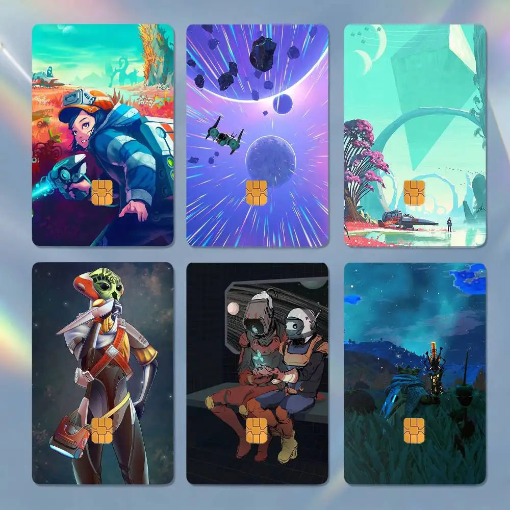 

NMS No Mans Sky Game 4pcs 1Set Laser Holographic Sticker Skin Cover for Credit Bank Debit Card