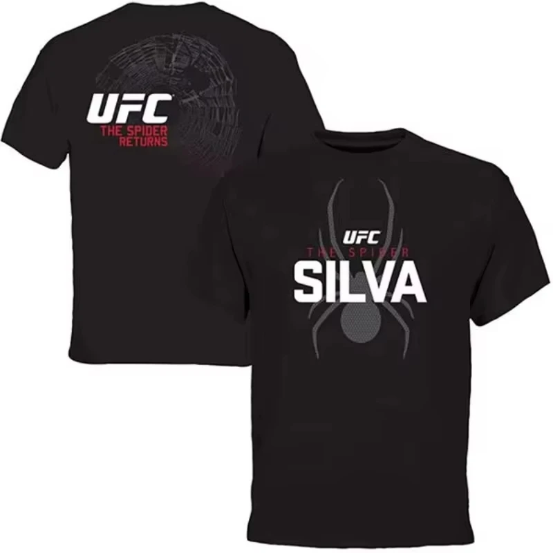 2025-nova-mma-artes-marciais-mistas-ufc-aranha-silva-fanatice-mesmo-preto-esportes-tripulacao-pescoco-manga-curta-camiseta-de-algodao