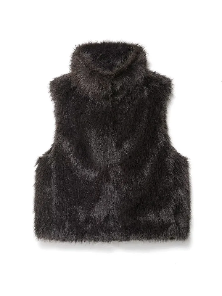 HH Gilet da donna Cappotto Solido Collo alto Senza maniche Tasca con bottoni ricoperti Gilet allentato casual invernale moda femminile 2 colori