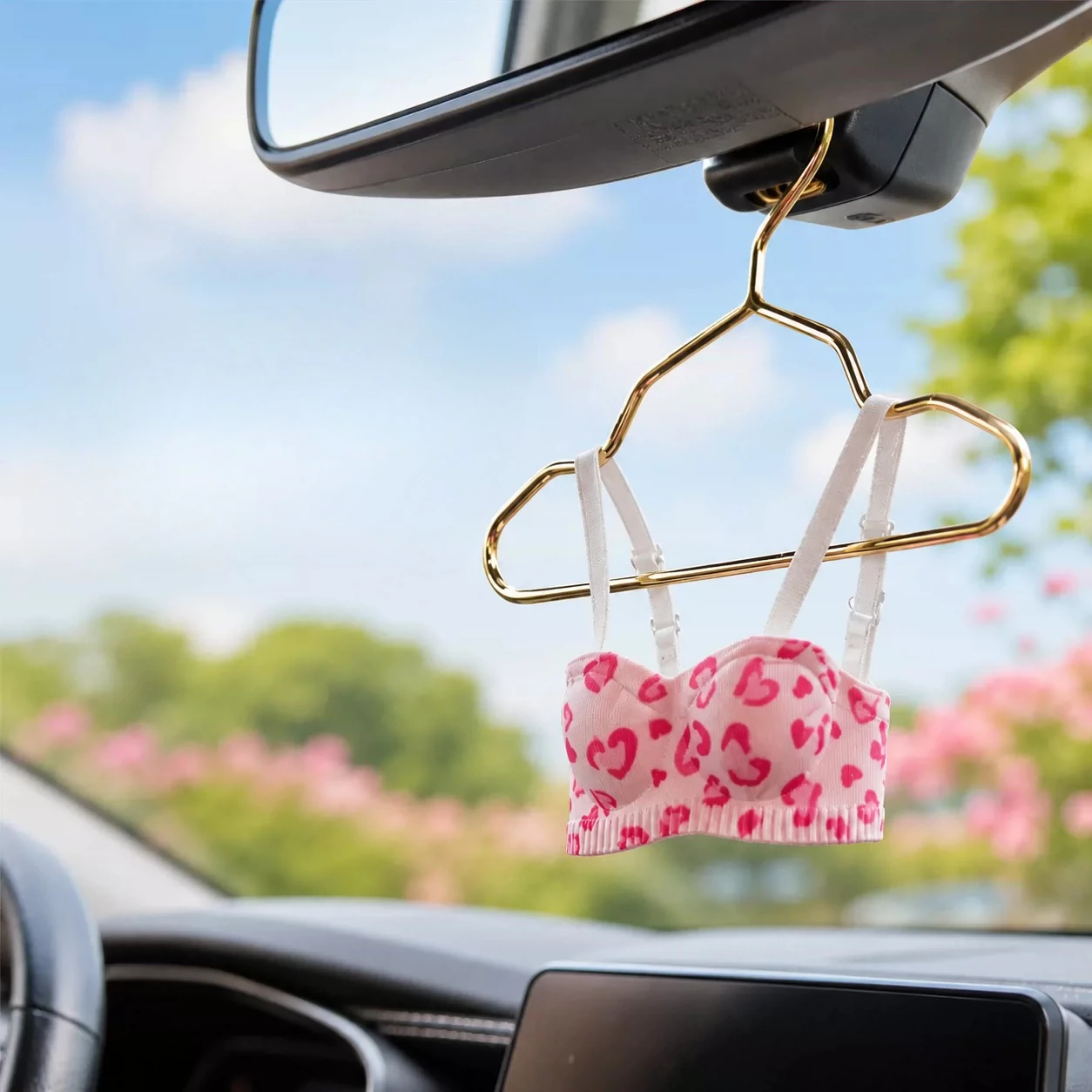 Mini Fashion Car Hanging Decor Handmade Bra Ornament Fresh Stylish Cute Auto Interior Accessory