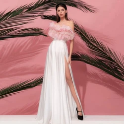 White Chiffon Satin Skirt With Slit Smooth Floor Length Long Skirts Custom Made Any Color Women Clothes Ever Pretty Gowns