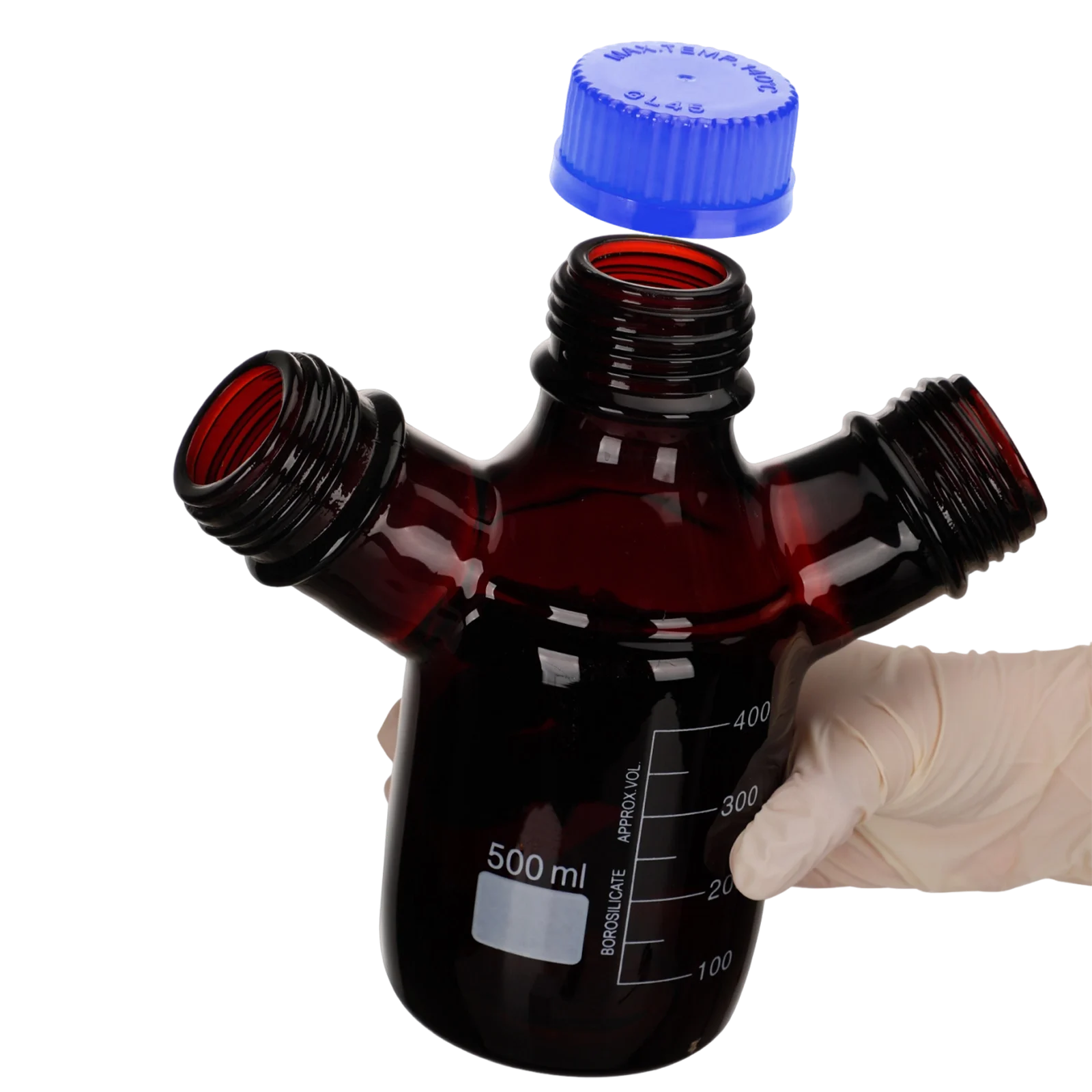 DXY Amber Brown GL45 Mobile Phase Bottle 2/3/4 Neck 250ml-2000ml Lab HPLC Liquid Chromatography Screw Top Solvent Reservoir