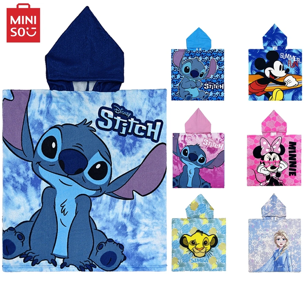 

Baby Boy Stitch Bathrobes Girl Mermaid Beach Towel Kids Mickey Minnie Washcloth Children Hooded Cape Towel Unicorn Blanket