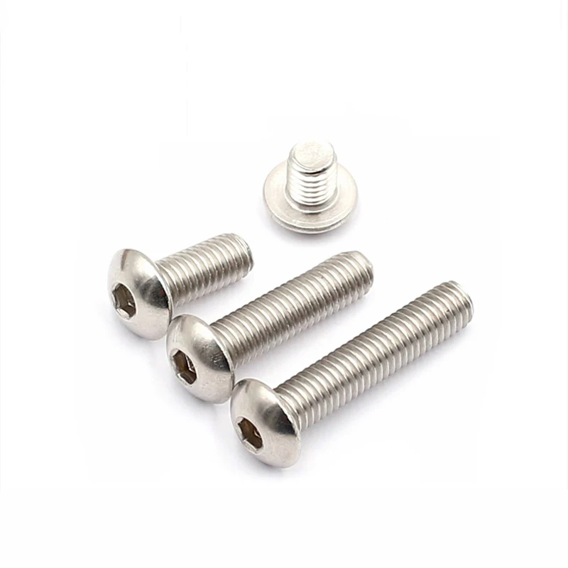 10/20/30/50Pcs M4 M5 304 Stainless Steel Round Head Hexagonal Mushroom Head Screw Tooth Length 6-80mm Allen Bolts ISO7380
