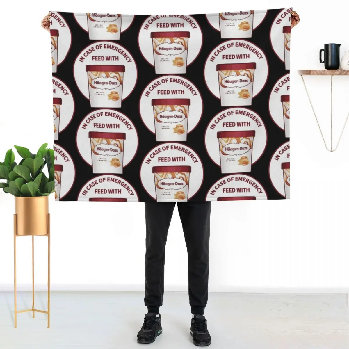 In Case Of Emergency Feed With Haagen-Dazs Throw Blanket Designers Summer for sofa Sofa Quilt blankets ands Custom Blankets