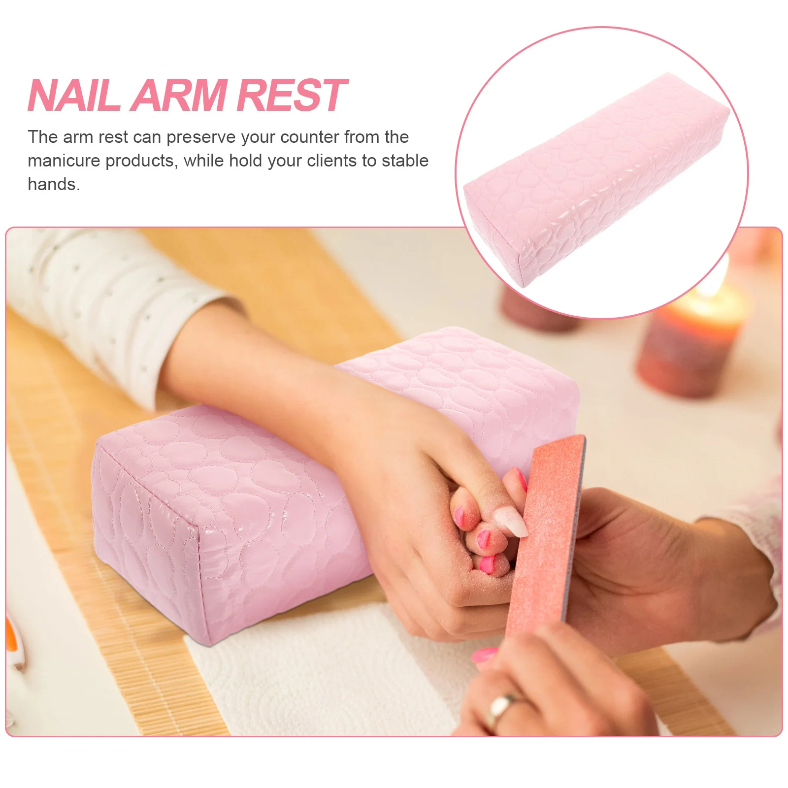 

Nail Art Hand Pillow PU Cushion Arm Rest Soft Dirt Resistant Stable Manicure Pad Dip Powder Organizer Arm Rest for Nails