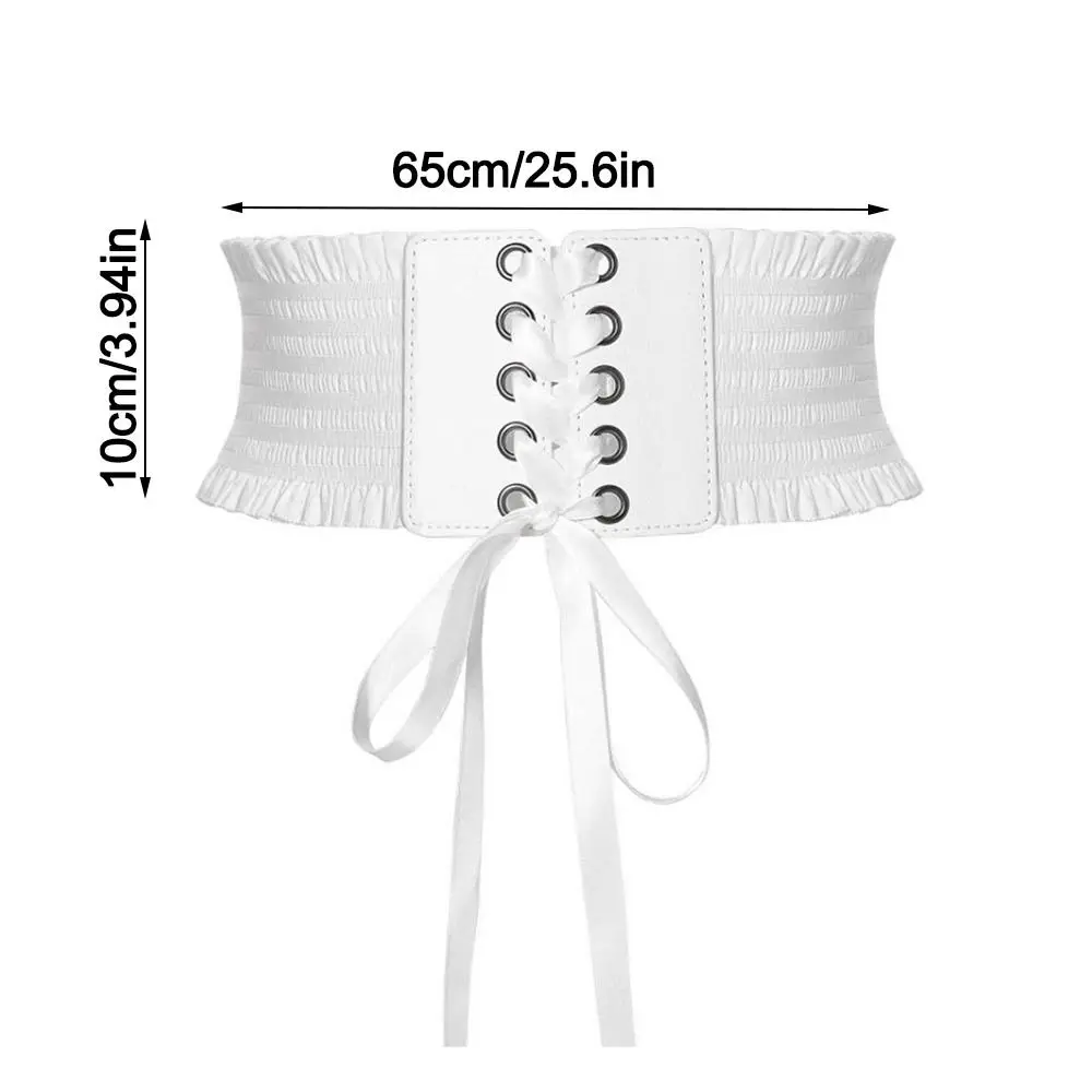 حزام خصر مشد عريض على الموضة من جلد البولي يوريثان حزام خصر قابل للتمدد DIY أربطة خصر مزخرفة للتنانير والملابس العلوية
