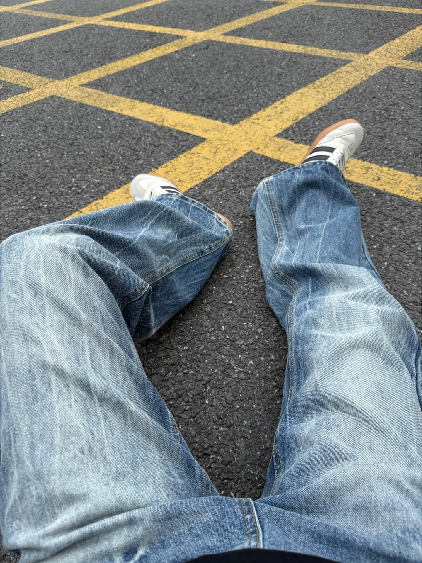 

Мужские джинсы Blue Fce Lined Thi Denim с высокой талией, широкими штанинами, прямым кроем и легким клешем, осенне-зимние