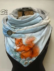 3D printed animal series cute squirrel butterfly pattern printed warm shawl scarf spring and winter small triangle scarf