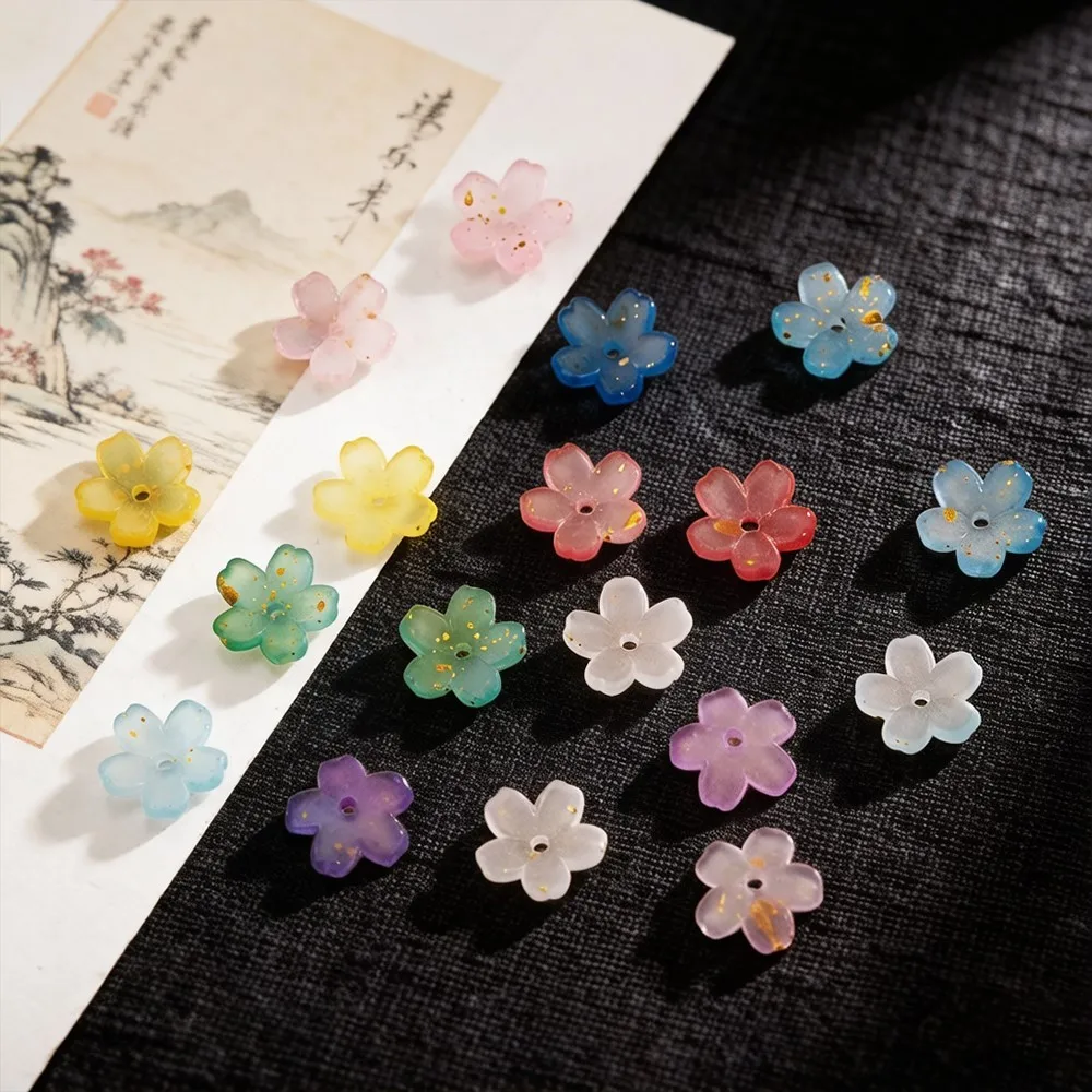 5g Colorful Flower Acrylic Spacer Beads Flower Bead Caps For DIY Earrings Necklace Keychain Jewelry Making Decoration Beads