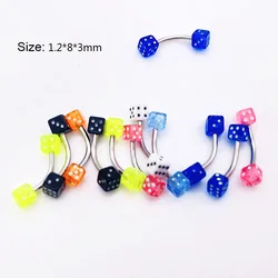 10PCS Dice Eyebrow Piercing Jewelry Curved Barbell Helix Piercing Cartilage Earrings Labret Stud Rook Earring Daith Belly Ring