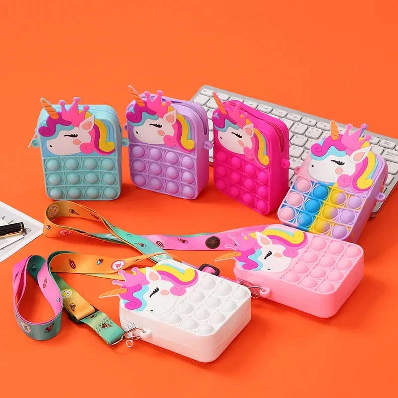 Magical Color-Changing Unicorn Coin Purse - Rainbow Silicone Kids Wallet for Girls, Cute Small Backpack Accessory (Ages 3-8)