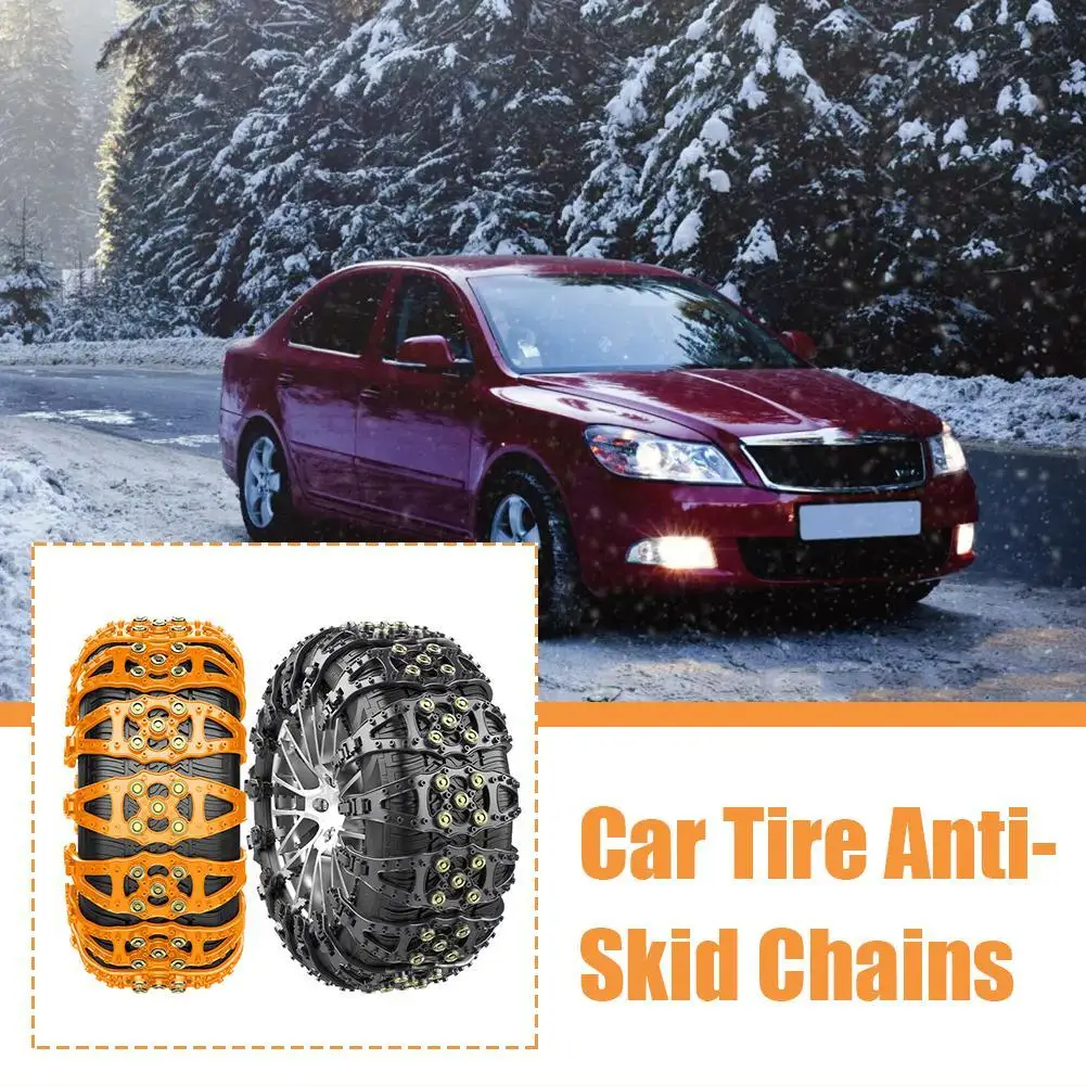 4pcs Winter Auto Tire Fishbone TPU Steel Nail Anti-skid Chain General Shape Truck Anti-skid Thickening Widened Wheel Snow Chain