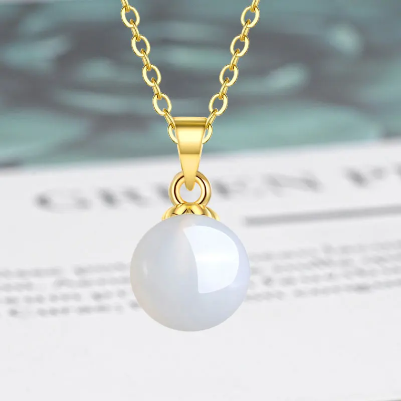 Halskette aus 925er-Sterlingsilber für Damen, natürlicher Achatstein, Hotan-Jade, Hochzeitsschmuck, Verlobungsanhänger, Party-Geschenk, fein – Detail 3