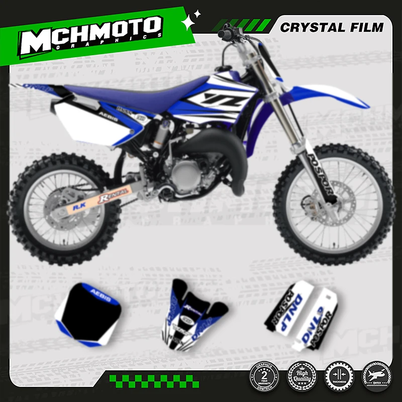 

MCHMFG Motorcycle Fairing Graphics Background Decal Stickers Kits For YAMAHA 2002-2014 YZ85 Number Name Custom