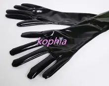 Long black latex fetish gloves for women #5