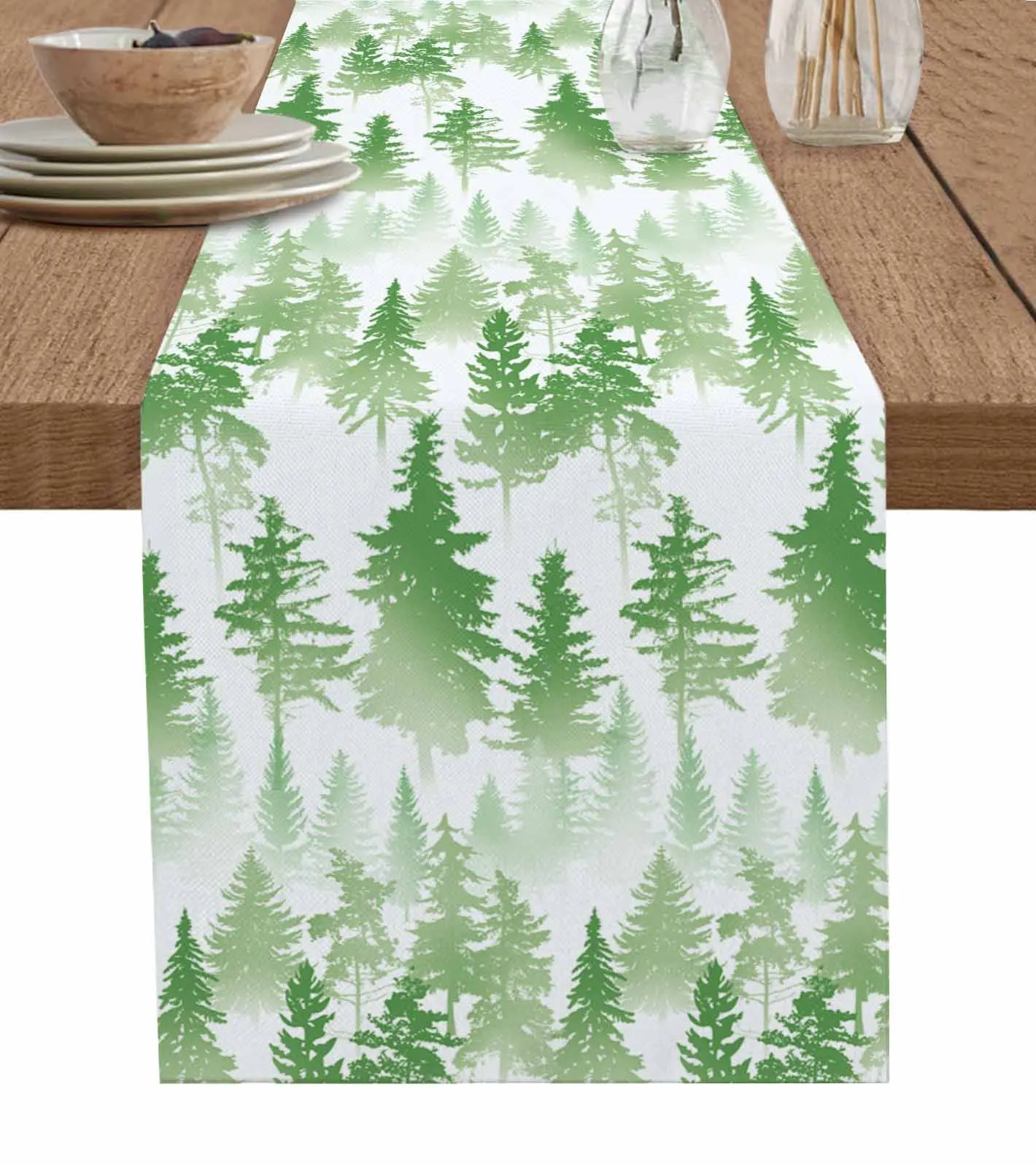 Trees Forests Silhouettes Abstract Grain Table Runner Decoration Home Decor Dinner Table Decoration Table Decor