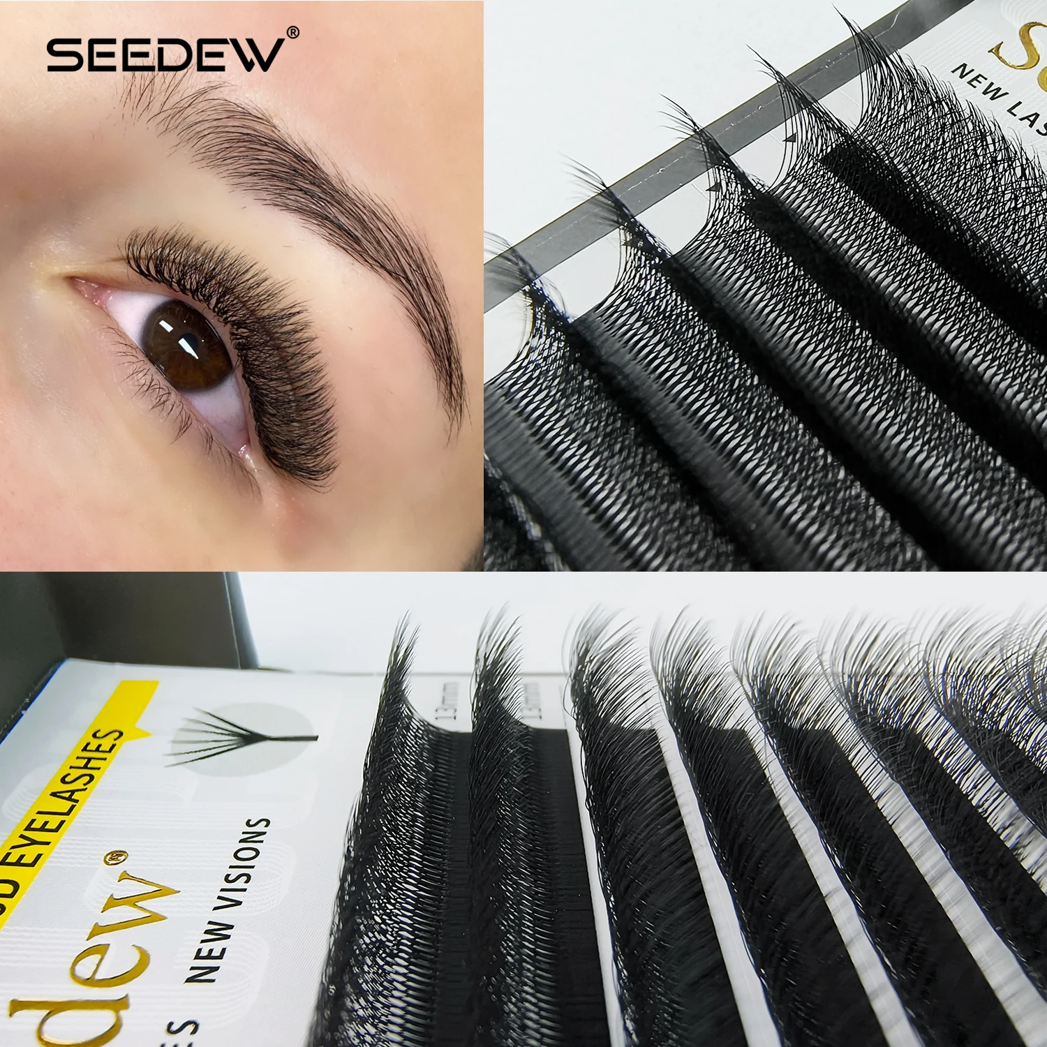 SEEDEW 6D W Shape Lashes 0.07mm Premade Volume Fans Eyelashes Extension Soft  Automatic Flowering Lashes
