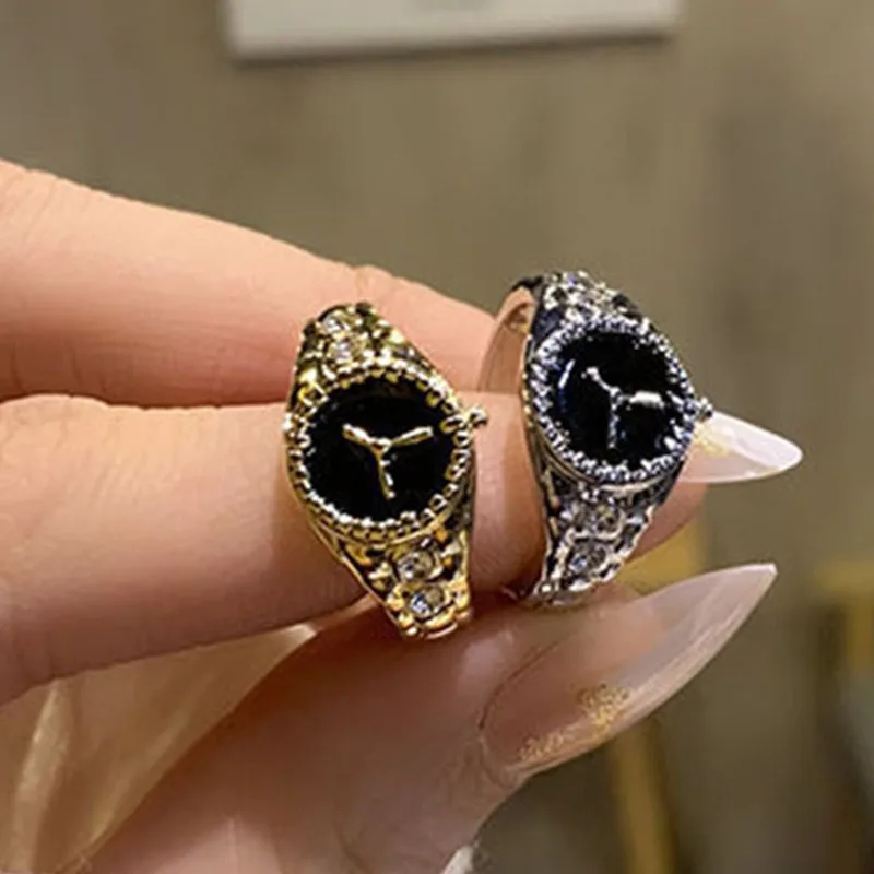 Ladies Personality Senior Niche Index Finger Ring Watch Shape Design Ring Female Jewelry Gift ﻿