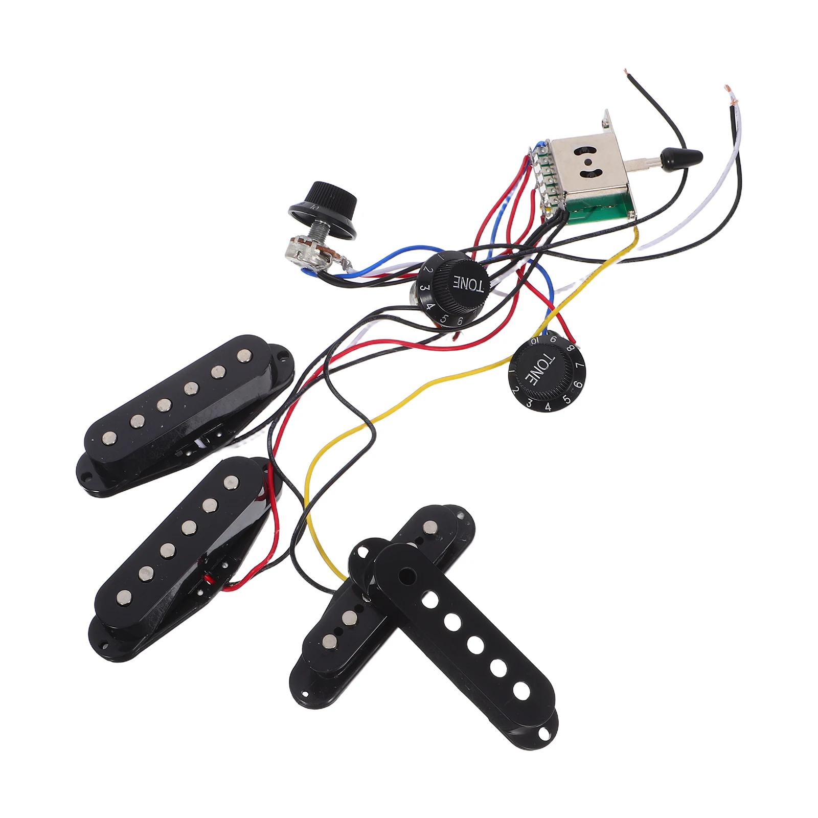 

Electric Wiring Kit 500K Potentiometer Black Single Coil Pickups High Frequency Response Volume Tone Knob Replacement Parts For