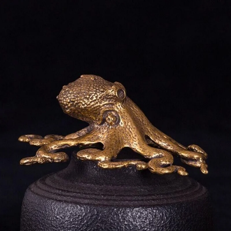 Rare Chinese Art old Brass Hot toys Octopus Statue figure pet antique Ornament