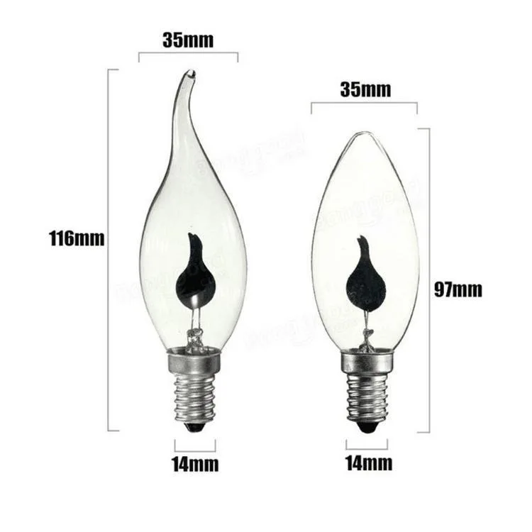 LED家庭用電球,5個,e14 e27 3w c35 c35l ac 220v,オレンジ色,赤,炎の効果,装飾用,キャンドルライト