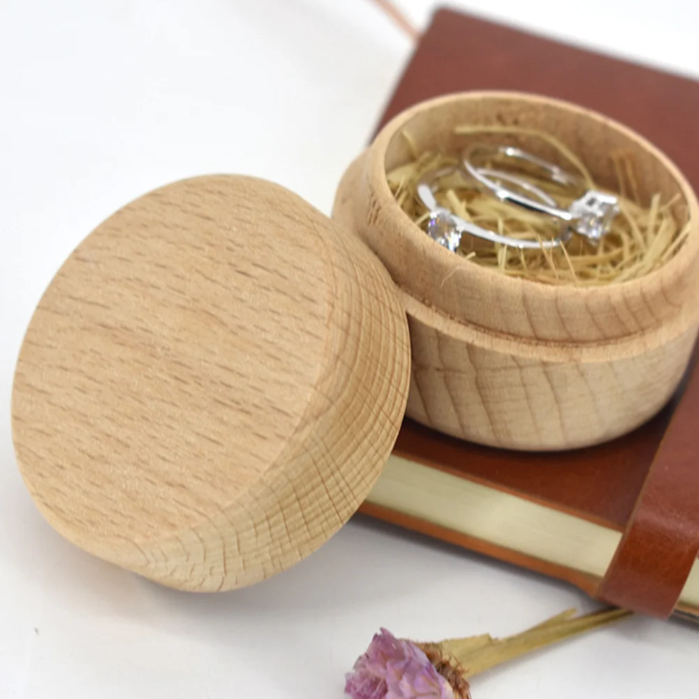 

Wooden Ring Box Small Durable Linen Jewelry Organizer Storage Case Protective Cover for Rings Wooden Ring Box Jewelry Holder