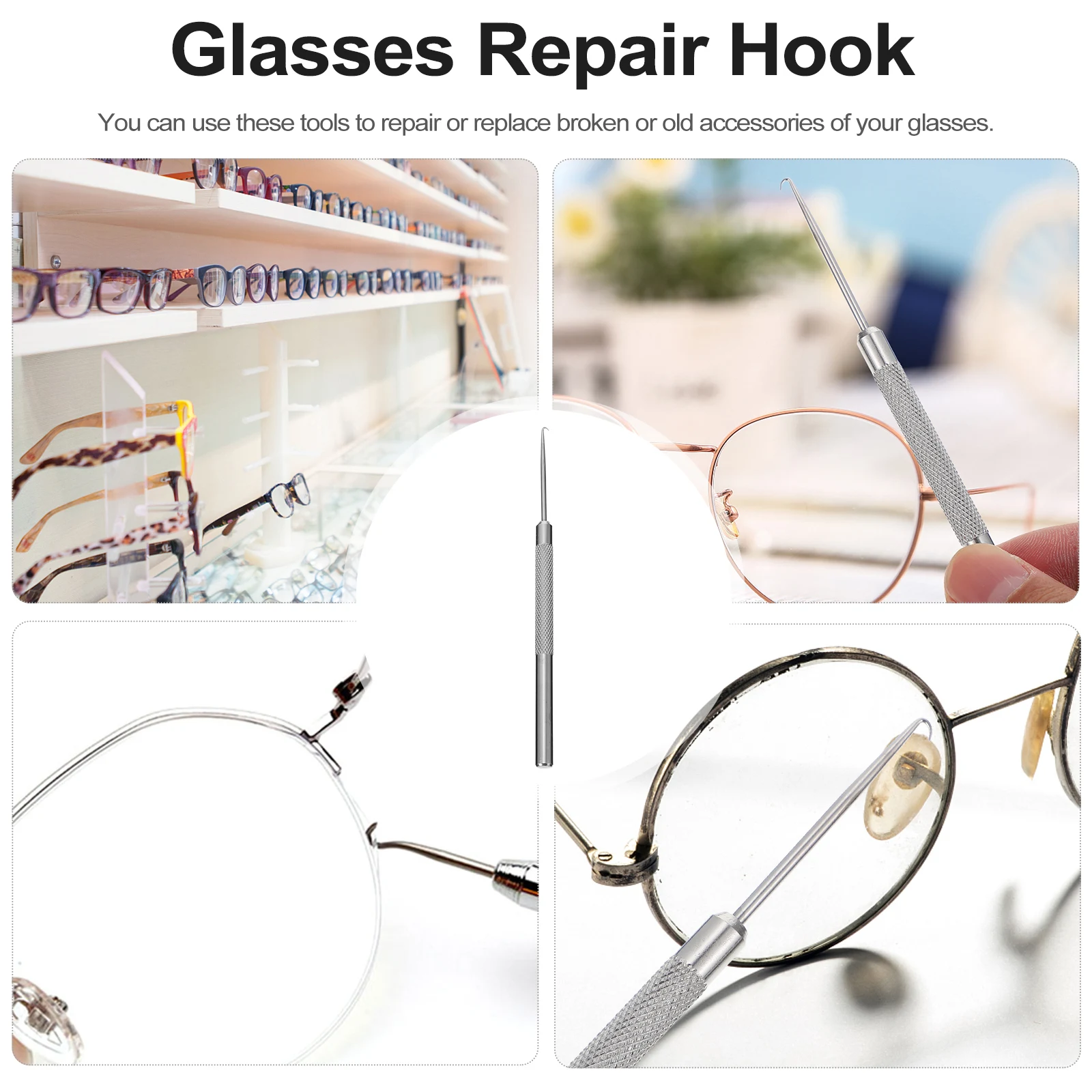 

Glasses Repair Hook Eyeglass Thread Hook Alloy Copper Material Watchmaker Tools Glasses Maintenance Device Eyewear Accessories