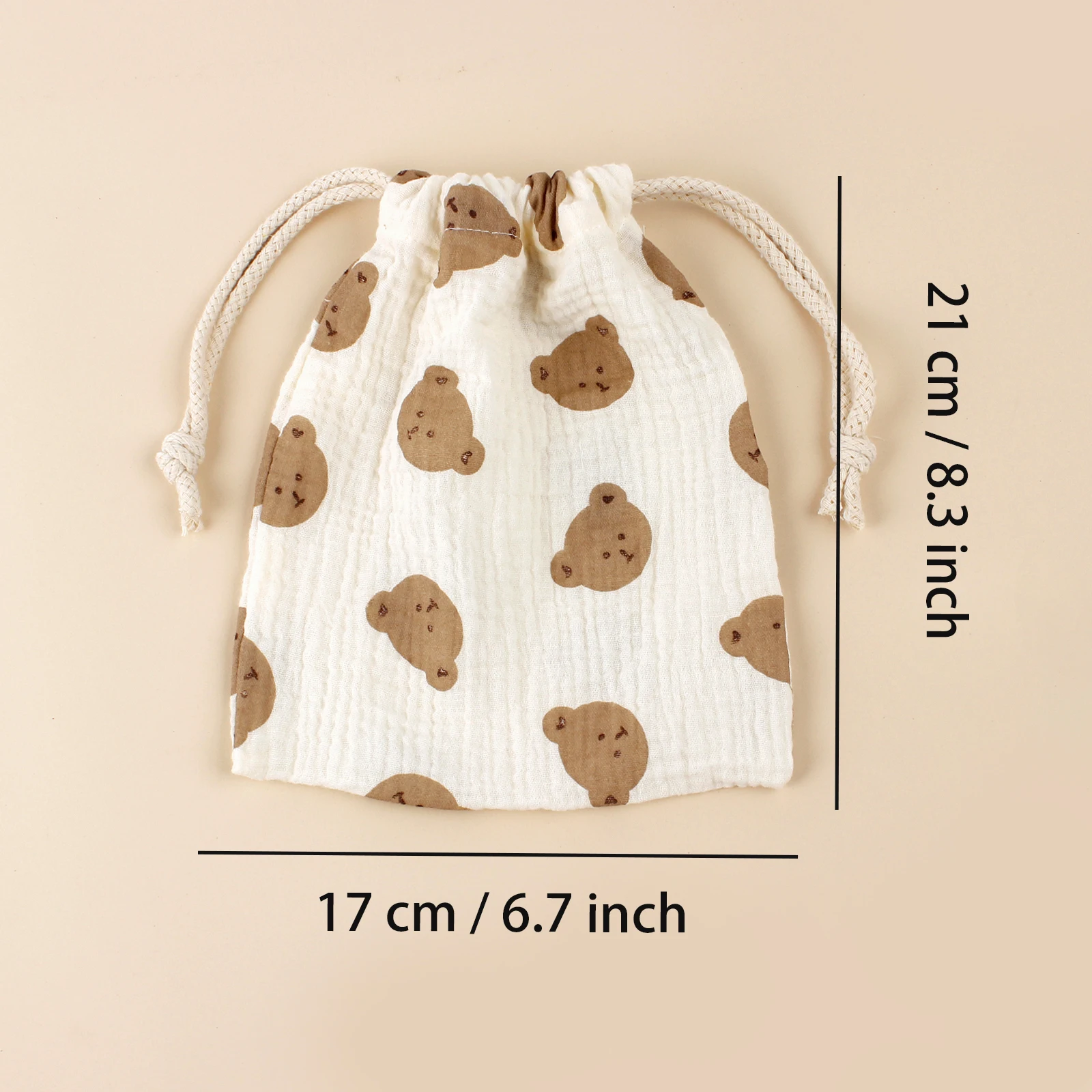 Mommy Bag For Outdoor Stroller Hanging Storage Bag Bear Print Drawstring Cute Candy Gift Bag For Baby Dustproof  Bag For Room