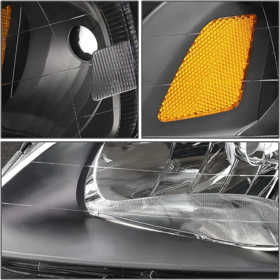 مجموعة مصابيح أمامية متوافقة مع 9900 Honda Civic Black Amber لتعزيز رؤية القيادة الليلية والجمالية الحديثة