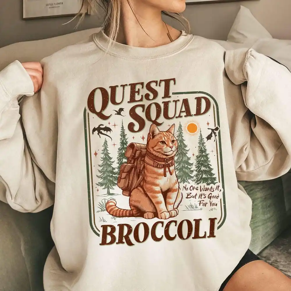 

Onyx Storm Quest Squad Broccoli Comfort Sweater Fantasy Fourth Wing Dragon Rider Bookish Unisex Sweatshirt Casual Streetwear