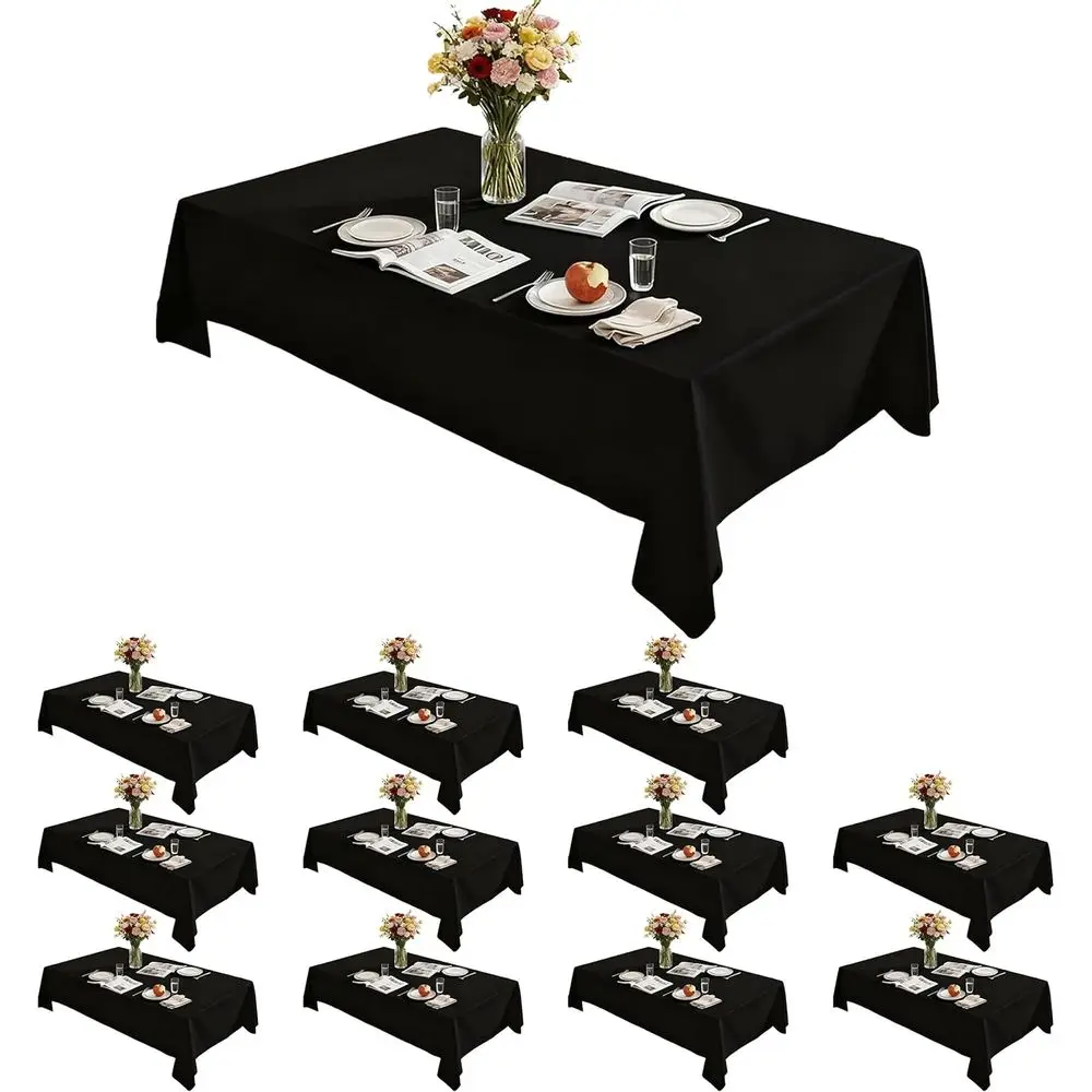 

Black Polyester Washable Rectangular Tablecloths, 60x84, Pack of 12 for Dining & Special Events