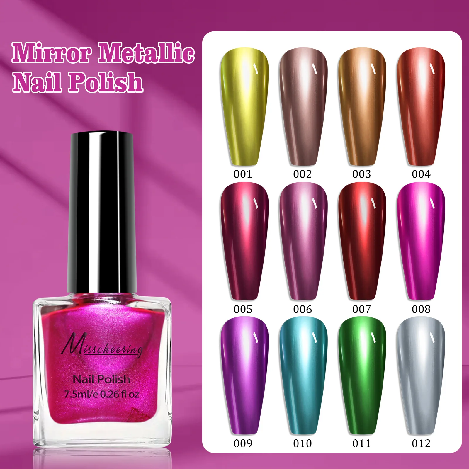 Color Metal Mirror Effect Nail Polish Quickly Drying For Nail Art Decoration DIY Manicure Design Tools Glitter Polish