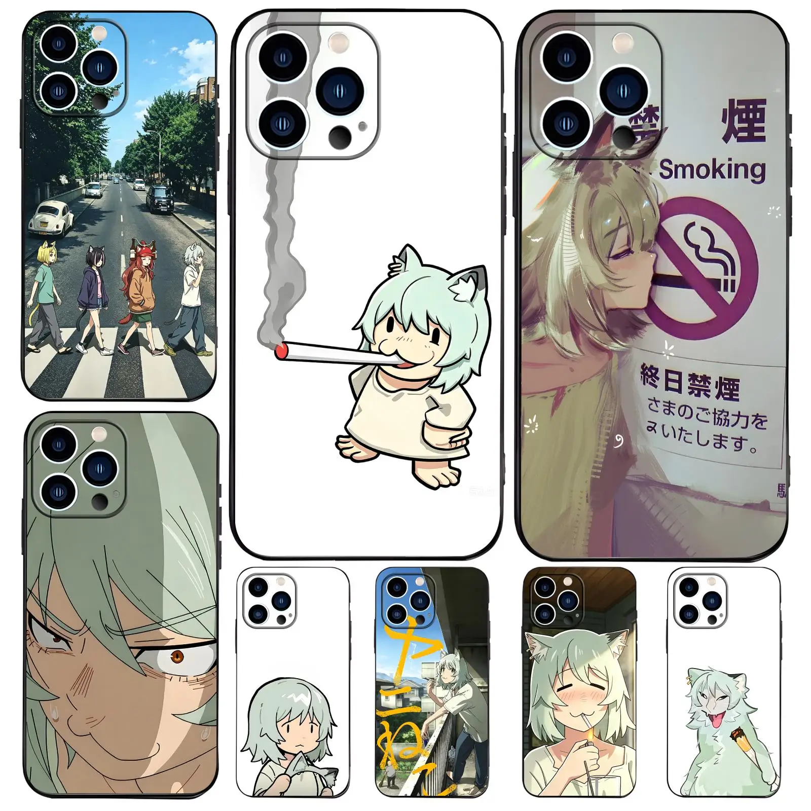 Chainsmoker Cat  Phone Case For iPhone17 16 16e 15 14 13 12Plus Mini Pro Max Anti-Drop Soft Black Case