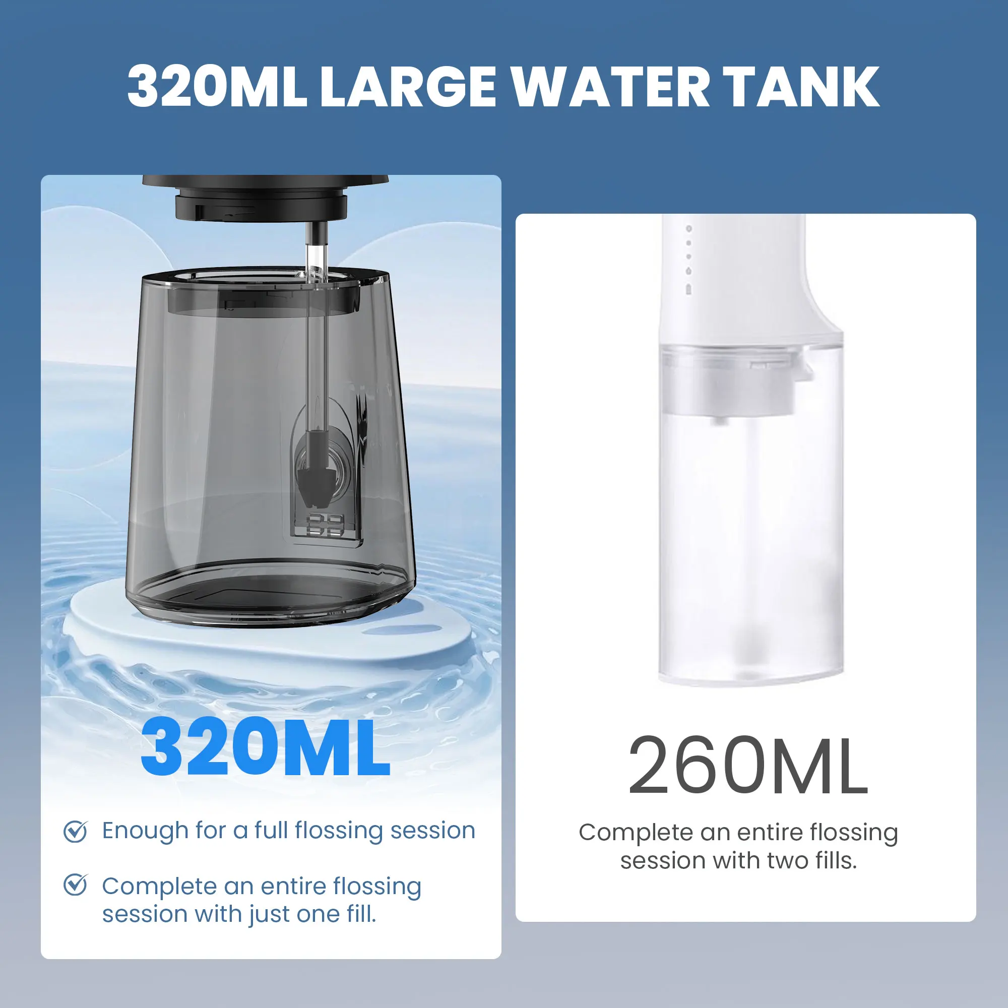 Jeenk جهاز تنظيف الأسنان بالماء JK-C3 عن طريق الفم الري قابلة للشحن المحمولة الأسنان IPX7 مقاوم للماء 4 طرق خزان المياه 320 مللي منظف الأسنان