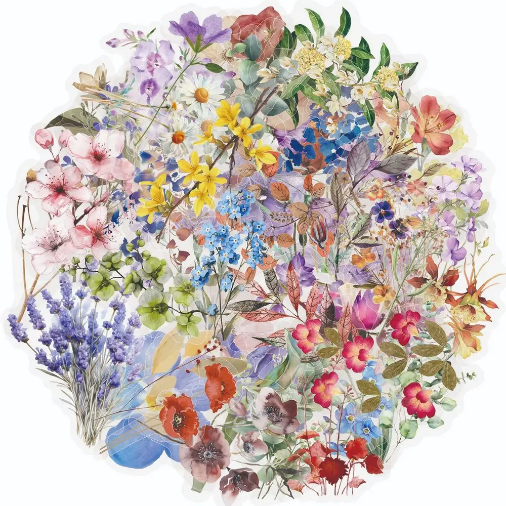50 pçs flor adesivos plantas naturais decoração caso do telefone móvel notebook estacionário diy transparente pet adesivos à prova dwaterproof água
