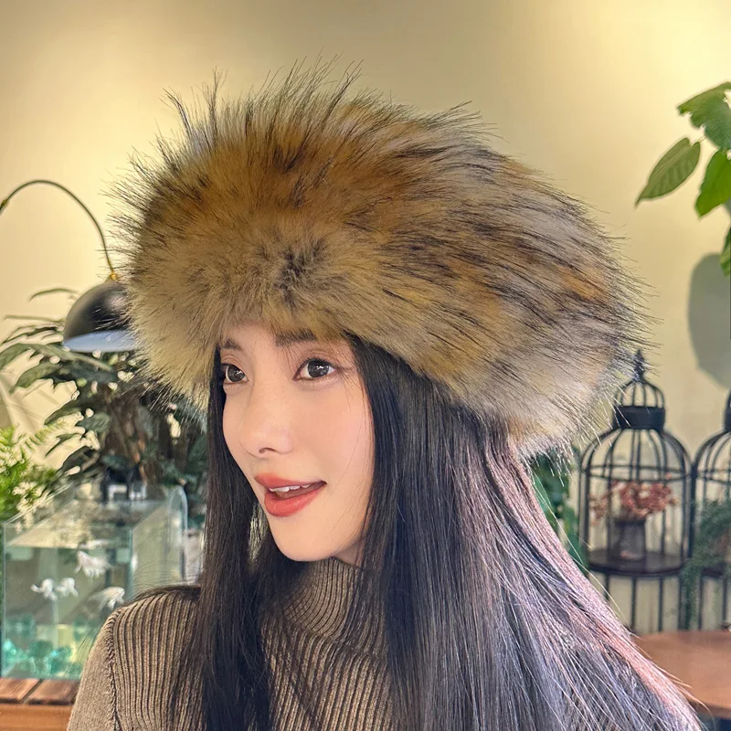 New Solid Color Plush Headband Winter Warm Faux Fur Hat Soft Elastic Beanies Coldproof Ear Warmer Adjustable Headbands For Women