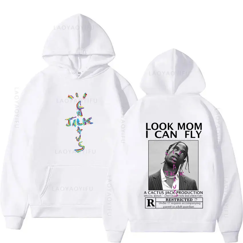 

HOT SALE Cactus Jack Men Women LOOK MOM I CAN FLY Men's Hoodies Hooded Shirt Pullovers Autumn Clothing Essentials Hoodie Hoody