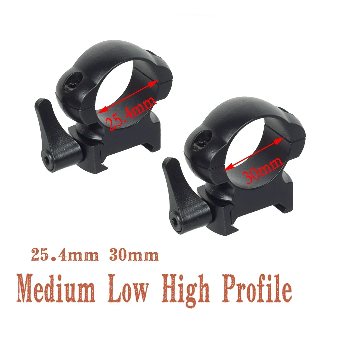 2Pcs QD 1 inch 25.4mm 30mm Tactical Hunting Sight Steel Scope Mount Rings 20mm Picatinny MLOK Rail Rifle ScopeAccessory - view 2