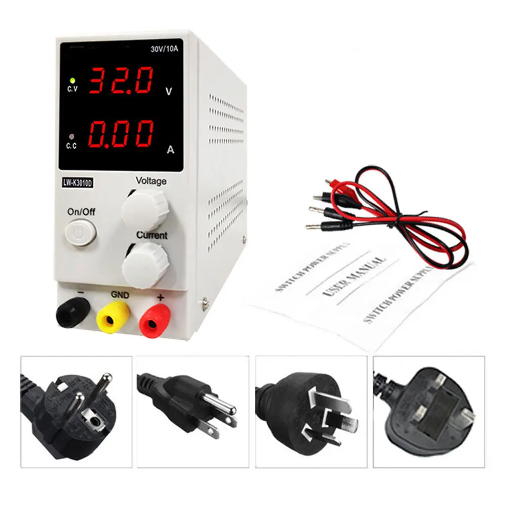 

30V 10A K3010D Adjustable DC Power Supply 220V Test Aging Mobile Phone Repair Electroplating Switching Power Supply Tools