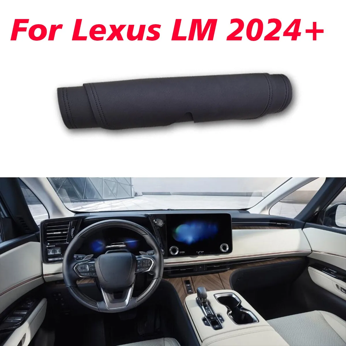

Black Leather Dashboard Dash Dashmat Mat Carpet pad For Lexus LM 2024+