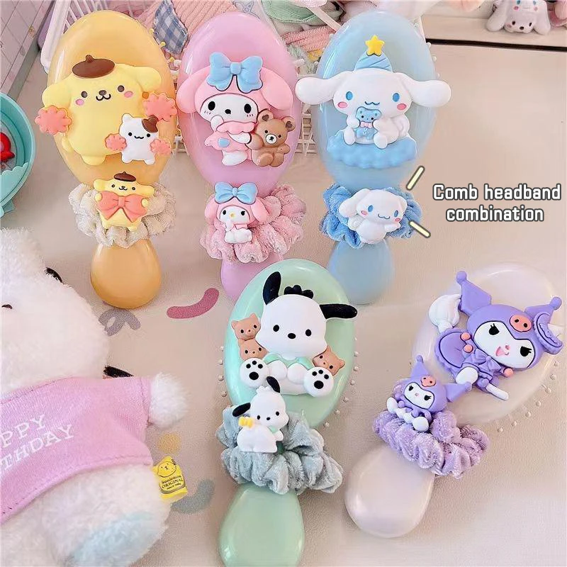 Sanrio Air Cushion Massage Combs Cinnamoroll Kuromi Mymelody Pochacco Portable Comb Hair Brush For Girl Gifts Cartoon