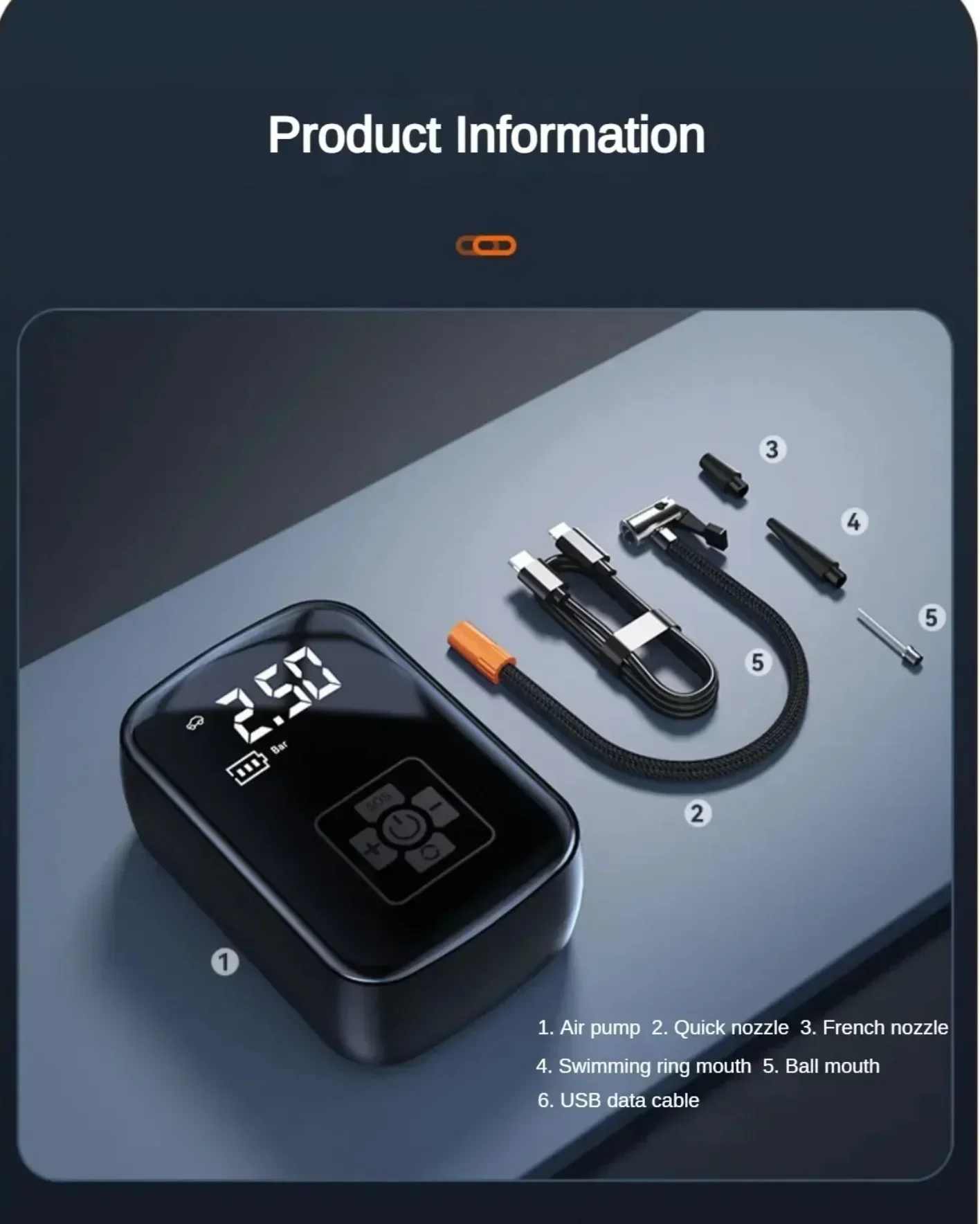 

Smart 150PSI Wireless Air Pump Portable Electric Tire Inflator Compressor for Car Motorcycle Bicycle and Multi-Vehicle Use