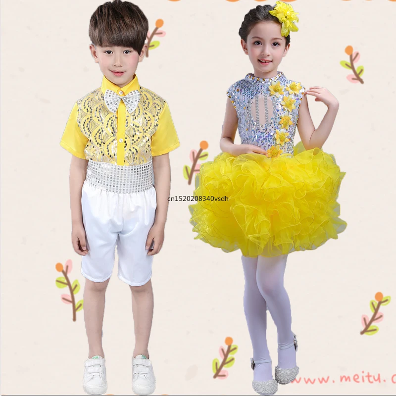 Children Ballet skirt Show Princess Show skirt Sequin Tutu Take the lead Flower Choral dress Show Sarong Girls Dance clothes