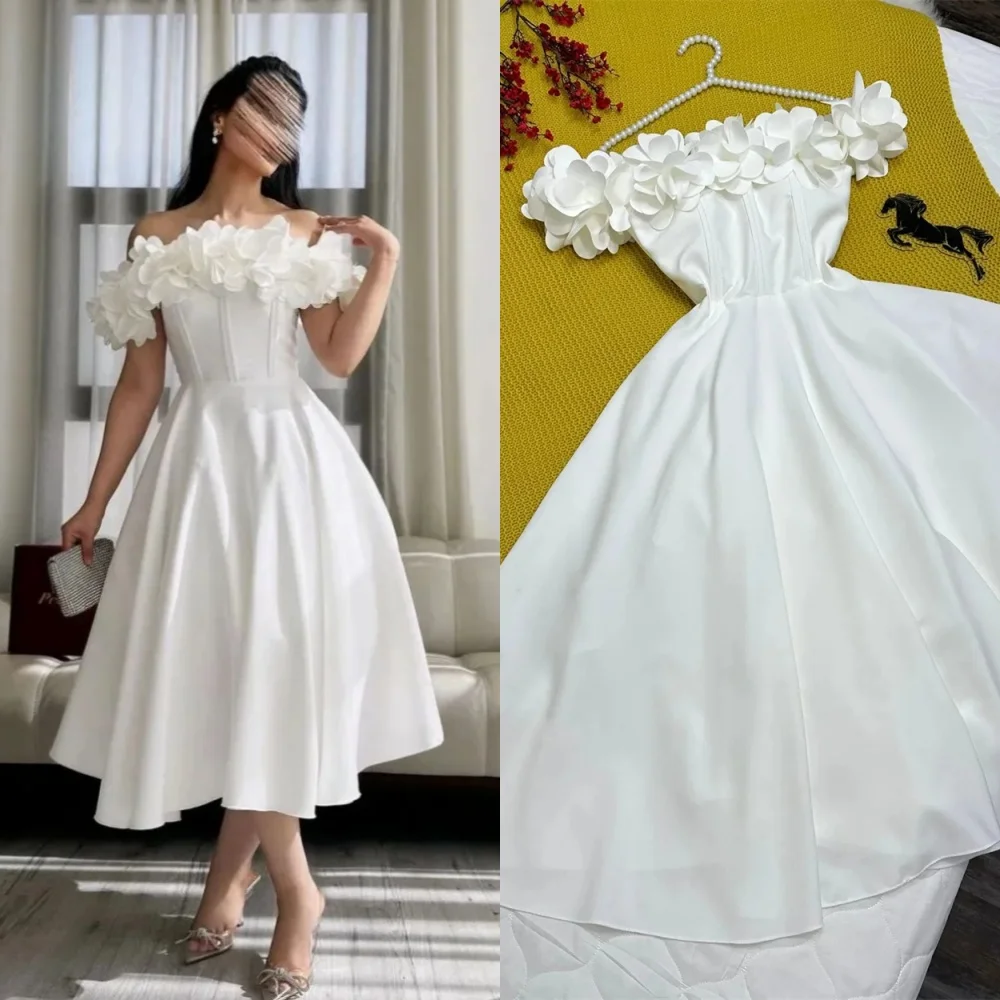 Customized Jiayigong  s Flower Ruched Party A-line Poretrait Bespoke Occasion Gown Midi Dresses