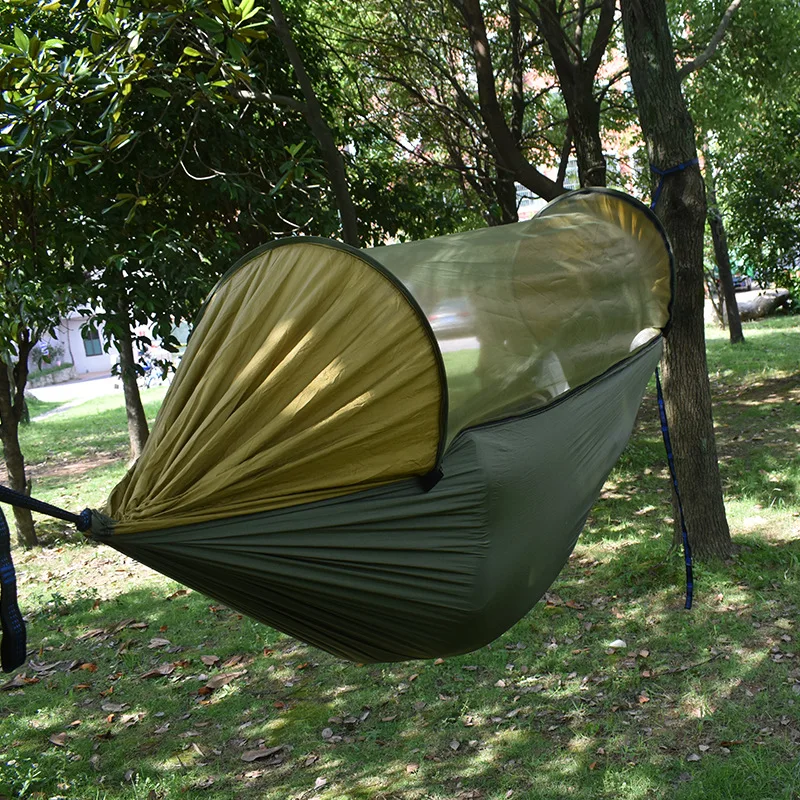 Automatic Quickly Open Jackstay Outdoor Mosquito Net Hammock Detachable Outdoor Anti-Mosquito Anti-Rollover Camping Hammock