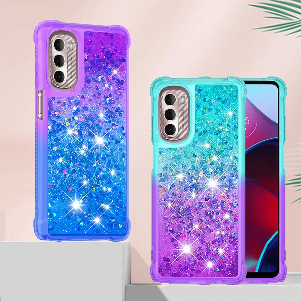 3D Glitter Phone Case for Motorola MOTO G30 G20 G10 G Stylus Play Power Pure 5G Cover Cases Bling Dynamic Liquid Quicksand Women