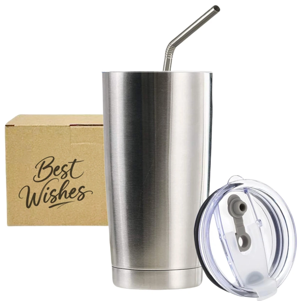 

Tumbler with Lid and Straw 550ml Stainless Steel Insulated Tumbler Double Wall Coffee Cup Travel Mugs Metal Glasses